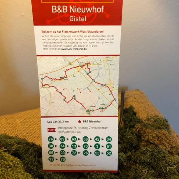 gratis knooppuntkaart bij het fietsarrangement bij B&B Nieuwhof